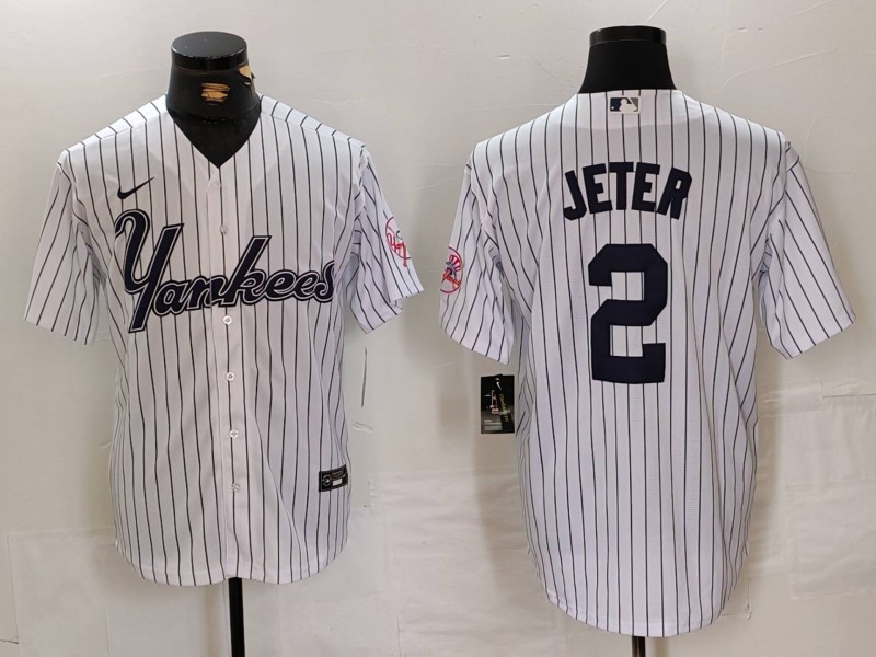 Men's New York Yankees Derek Jeter White Jersey